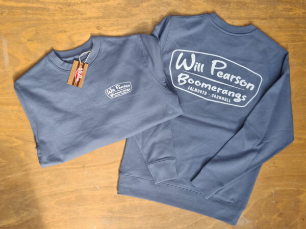 Will Pearson Boomerangs Classic Badge Blue Grey Sweatshirt